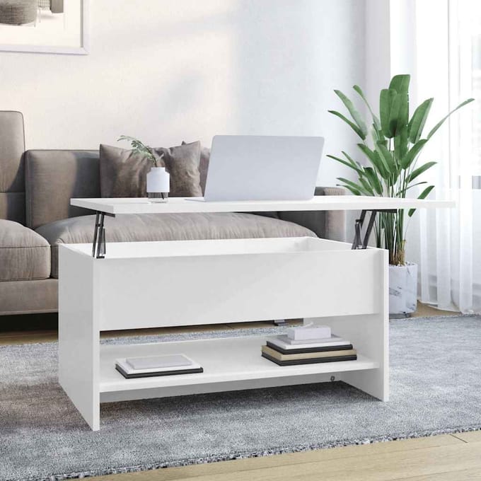 vidaXL - Salontafel - 80x50x40 - cm - bewerkt - hout - hoogglans - wit
