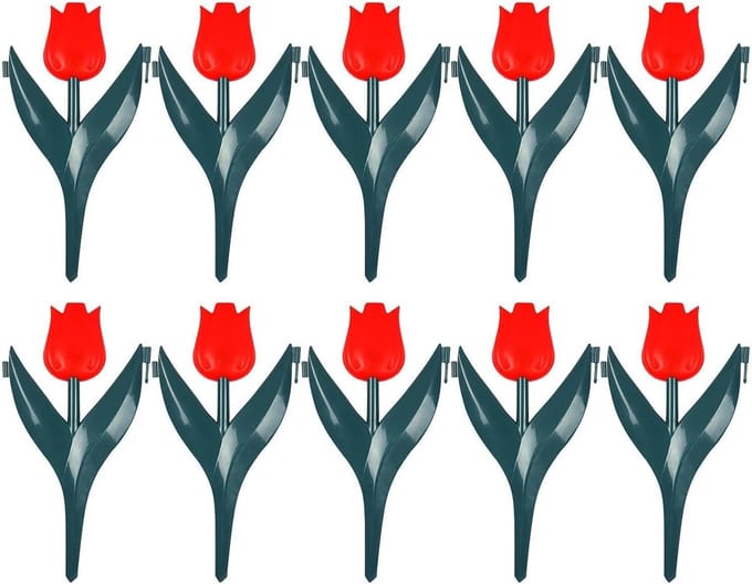 Tuinrand Set - Bloemranden Gazon - Tuin Decoratie - Bloemvormig Ontwerp - 10 Delig - Rood