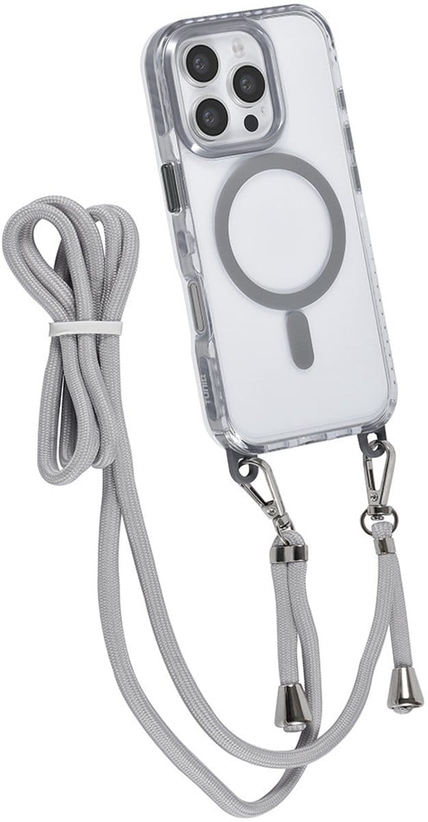TUNIQ iPhone 16 Pro Hoesje met Koord - MagSafe Compatible - Grijs