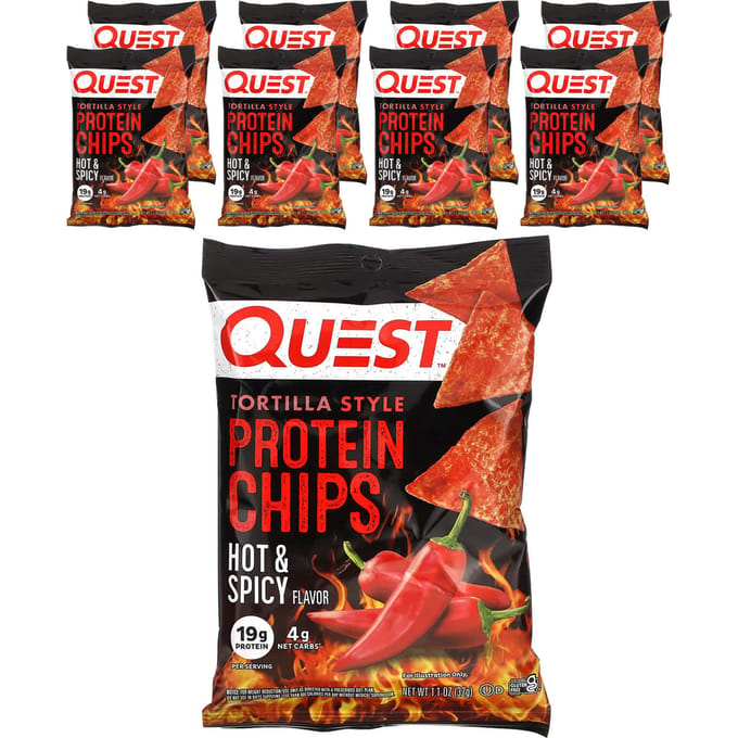 Tortilla Stijl Eiwitchips, Heet & Pittig, 8 Pakjes, 32G (1.1Oz) Elk