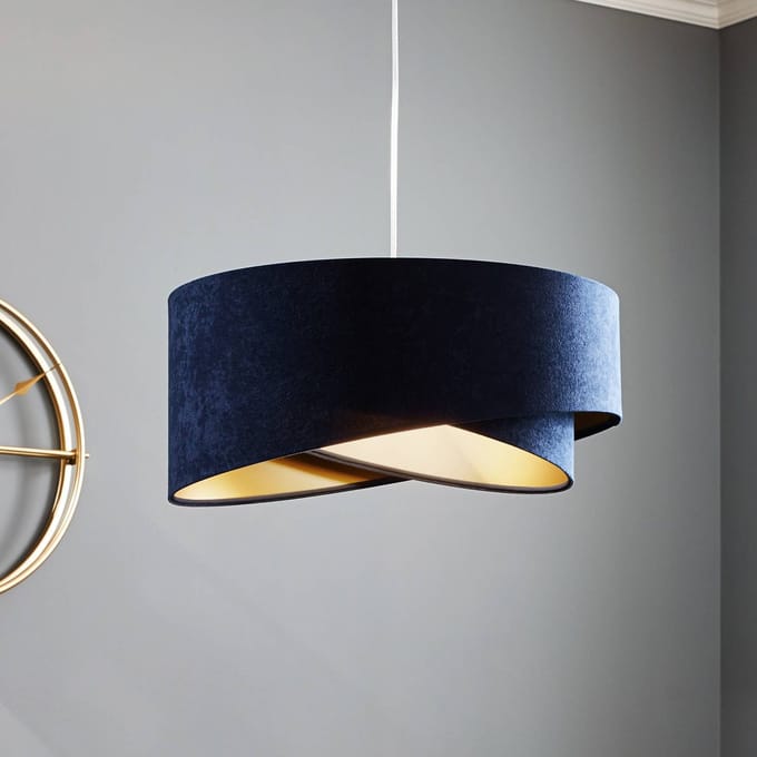Maco Design Hanglamp Vivien, tweekleurig, blauw/goud