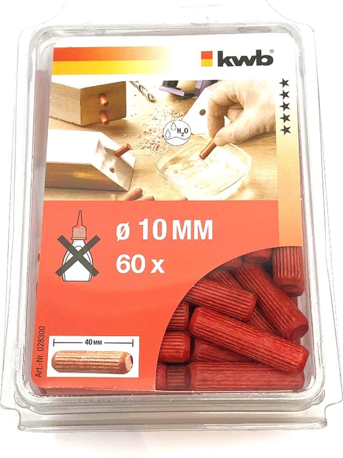 KWB houten deuvel - Ø 10 x 40 mm - Voorgelijmd - 60 stuks