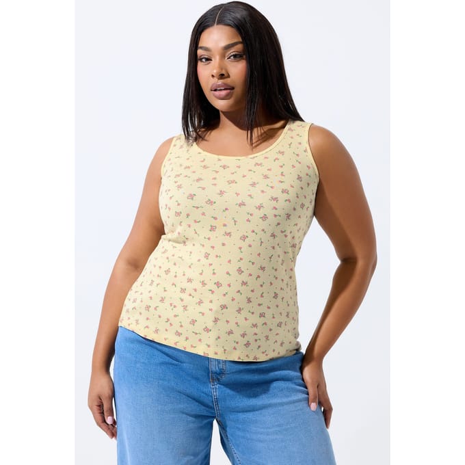 Limited Collection Gele Top Met Bloemenmotief Size 46
