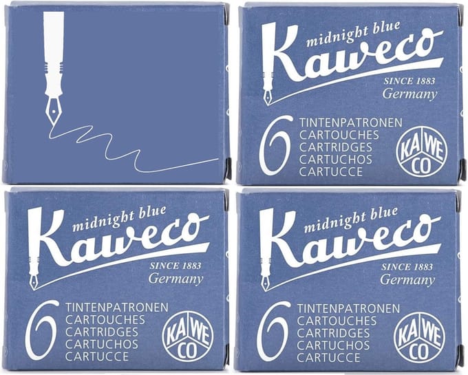 Kaweco - Vulpen vullingen - 4 doosjes - Midnight Blue, Blauw-Zwart