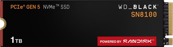 SANDISK WD Black SN8100 SSD - 1TB - M.2 2280 - PCIe 5.0 - Zonder heatsink