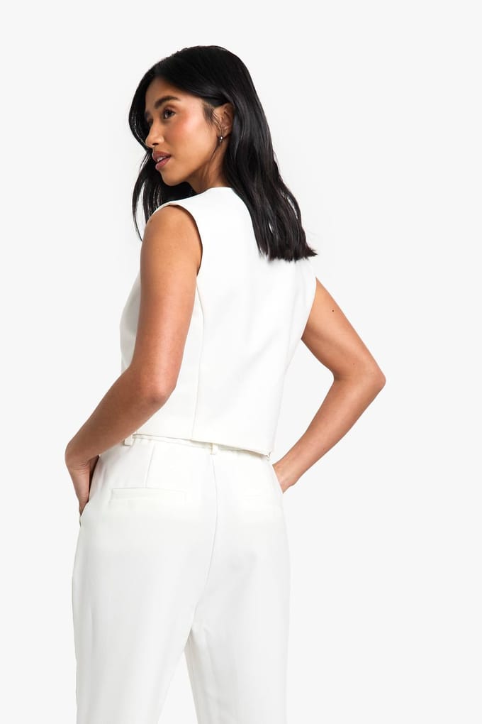 boohoo Dames Petite Essential Gilet | Ivory | Maat: 16