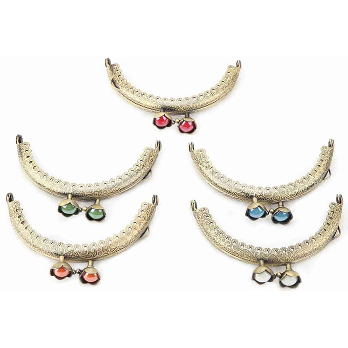 1 stuks Halfrond Legering Clutch Frame DIY Embossed Naaien Metaal Tas Portemonnee Portemonnee Frame beige