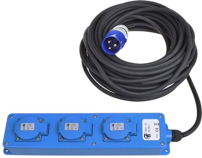 ProPlus Stekkerdoos - 3-weg Schuko - 5 meter - IP44 - Neopreen kabel