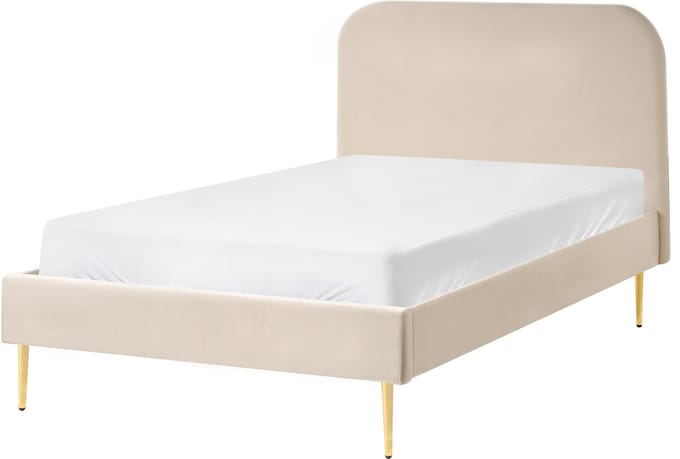 FLAYAT - Eenpersoonsbed - Lichtbeige - 120 x 200 cm - Fluweel