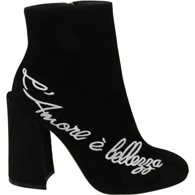 Dolce & Gabbana Black Suede L'Amore E'Bellezza Laars Schoenen