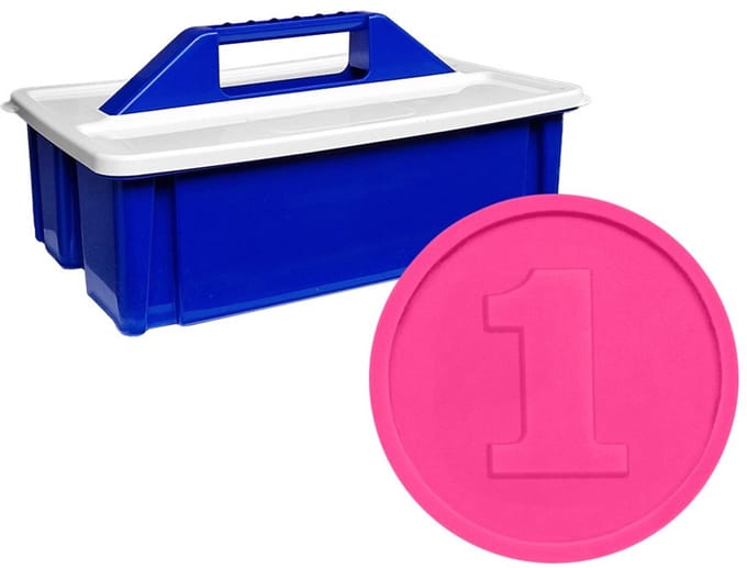 CombiCraft reliëfmunt 1 met opbergkist neon roze - 2000 munten