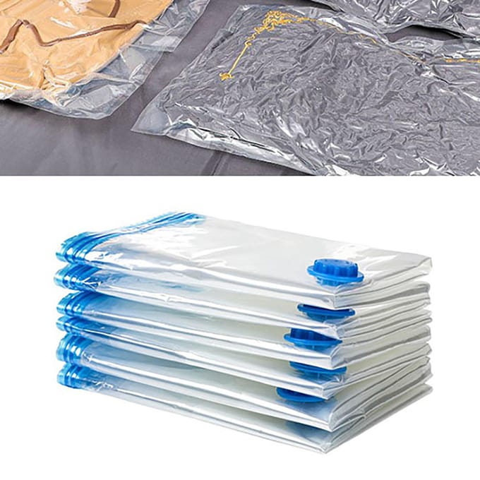 8 Stuks Vacuüm Compressie Opbergzakken PE PET Vacuüm Seal Opbergzakken met Handpomp 35x50cm white