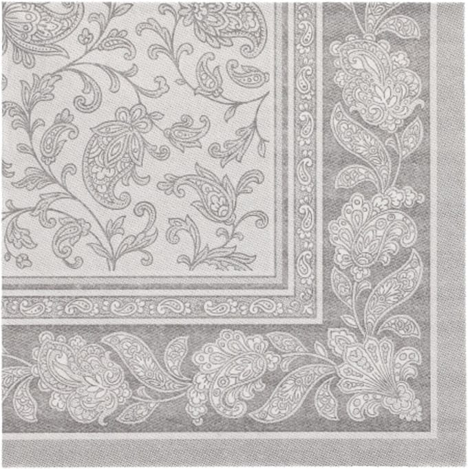 50 Servetten ROYAL Collection 1/4 vouw 40 cm x 40 cm grijs Ornaments