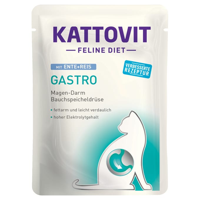 24x85g Feline Gastro Pouch Kattovit Eend & Rijst Kattenvoer nat