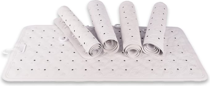 Rubberen Antislip Douchemat - Wit, 36x76 cm: Kwalitatieve Badmat voor Bad en Douche met Zuignappen