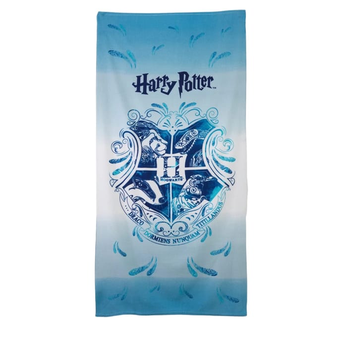 Harry Potter handdoek - strandlaken - blauw - wit - 70 x 140 cm