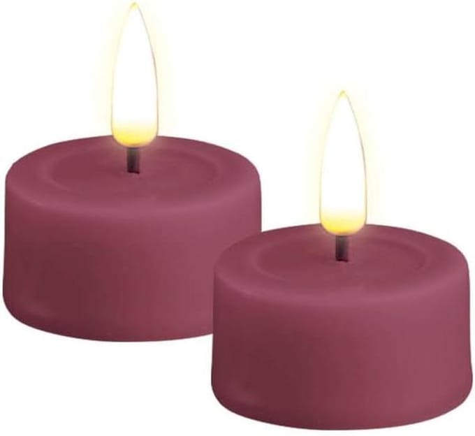 LED Kaarsen - Waxinelichtjes - Sfeerverlichting - Echt Wax Effect - 2 Stuks - Lila