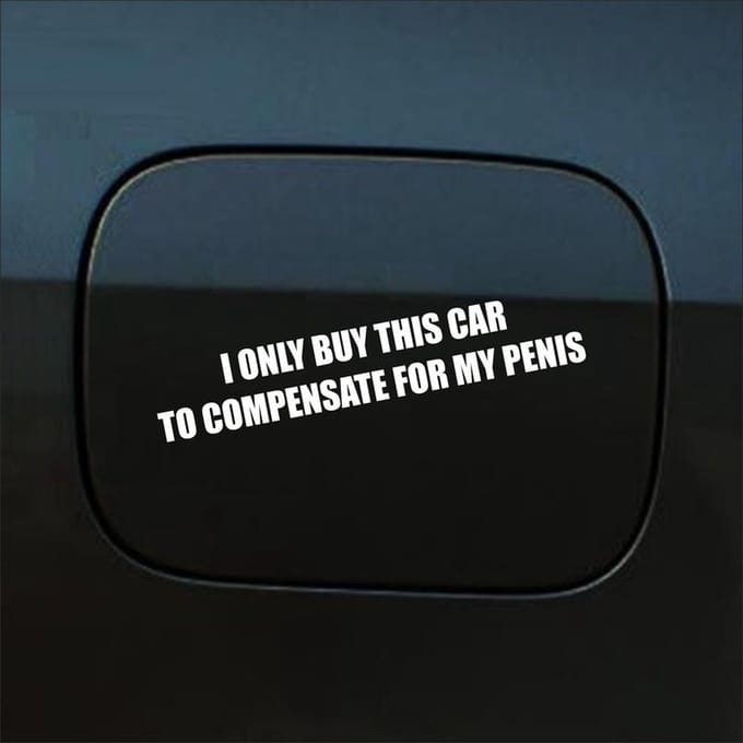 Bumpersticker - I Only Buy This Car - 3,5 X 19,6 - Wit