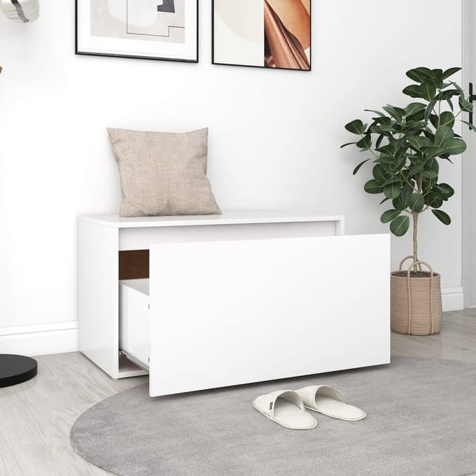 vidaXL - Halbankje - 80x40x45 - cm - bewerkt - hout - wit