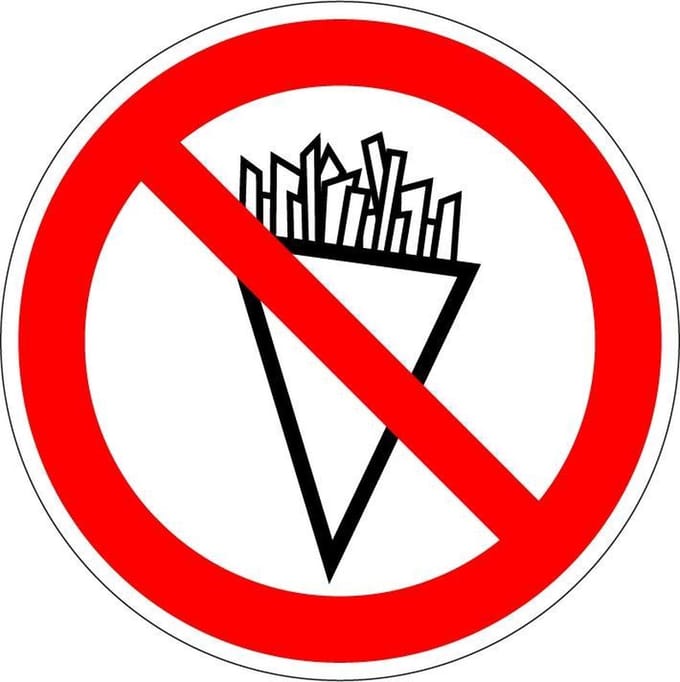 Friet verboden bord - kunststof 100 mm