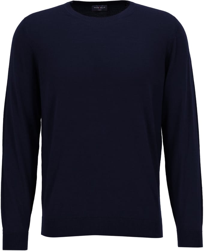 MARVELIS heren trui wol - O-hals - donkerblauw