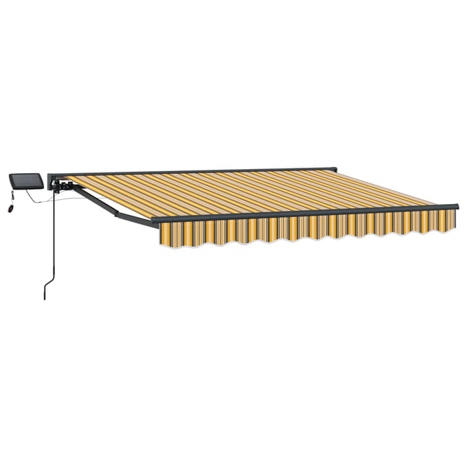 vidaXL - Handbediende - luifel - met - LED's - Geel, - Grijs, - Anthraciet - 3 - x - 2,5 - m