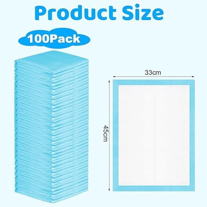 100 stuks wegwerp aankleedmatten voor baby's, 33x45 cm, super absorberend en waterdicht