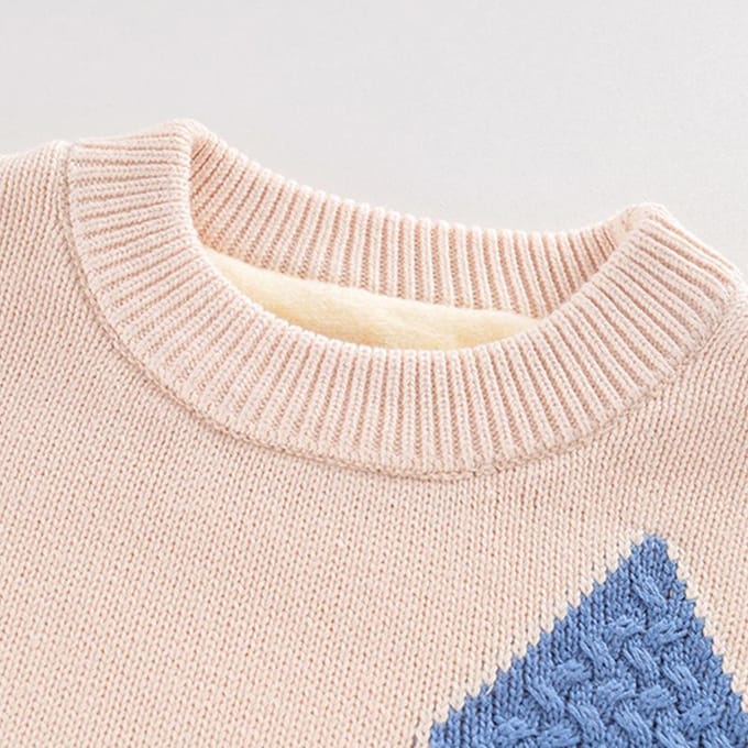 Jongenspullover met contrasterende kleuren en warme basis, winter kinder dikke en pluche gebreide trui 170