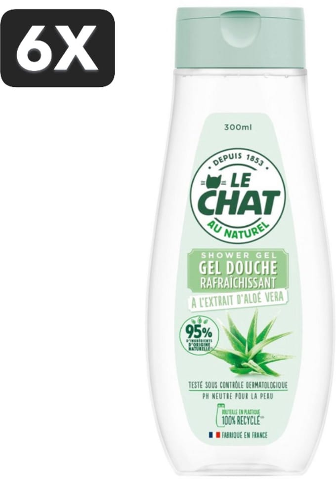 6 x Le Chat - Douchegel - PH Neutraal - Met Extract Van Aloë Vera - Verfrissend - 300 ml