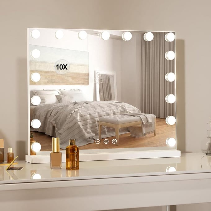 Make-up Spiegel - Verlichte Spiegel - Perfecte Make-up - Instelbaar Licht - 80x60 cm - Wit