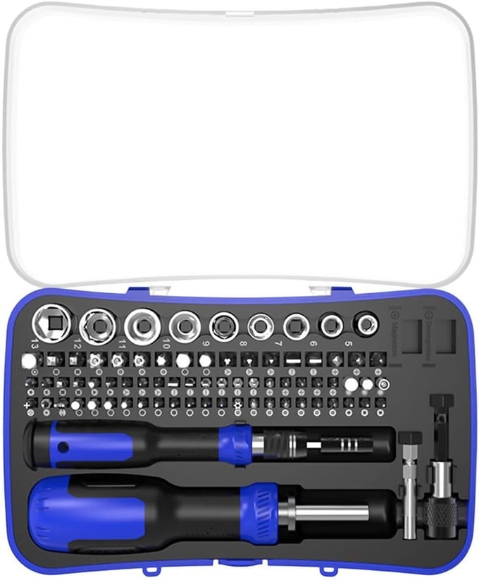 Precisie Schroevendraaier Set - Ratelschroevendraaier - Huishoudelijk Reparatie - 77 Delig - 22 cm - Grijs
