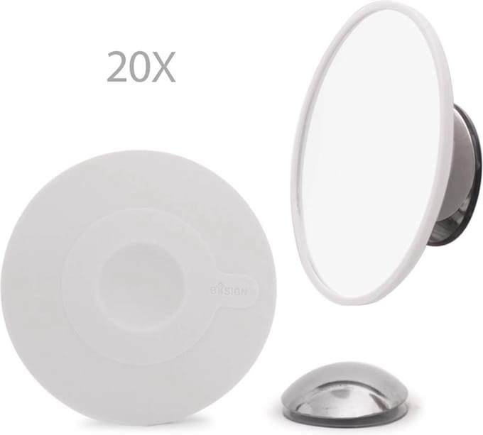 Bosign - Make-up / scheer spiegel - Wit - 20 x vergrotend - Zuignap en magnetisch - ∅ 11 cm