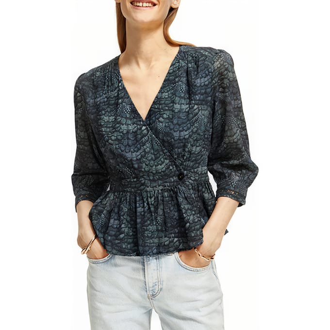 Scotch & Soda Wrap Top Feather Bottle Green Taglia: 36 | Magliette intime Outlet | Donna | Verde