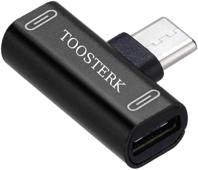 USB-C Splitter 2-in-1, Type C naar C Audio-Adapter, Hoofdtelefoon & Oplader – Zwart