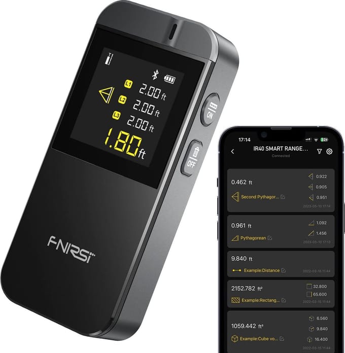 FNIRSI Slimme Laser afstandsmeter - 40m Bereik - Bluetooth - Geschikt voor Smartphone - USB-C Opladen