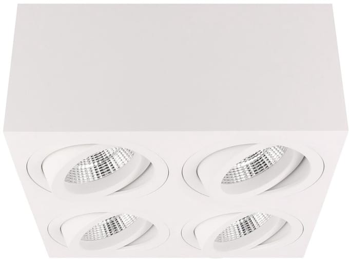 Yphix Palermo Opbouwspot - Vierkant - 4 Lichtpunten - Kantelbaar - 160x160mm - Wit