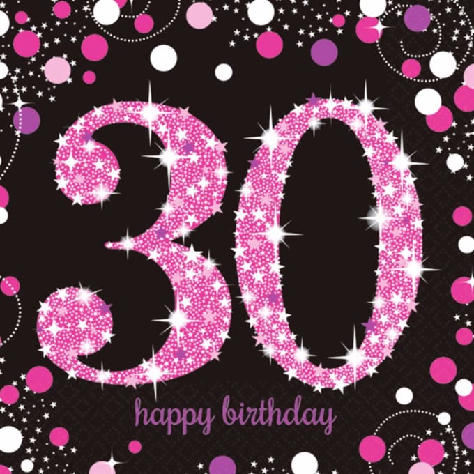 Amscan by Riethmuller - Riethmüller - Servetten - Sparkling Celebrations - 30 Pink (16 stuks)