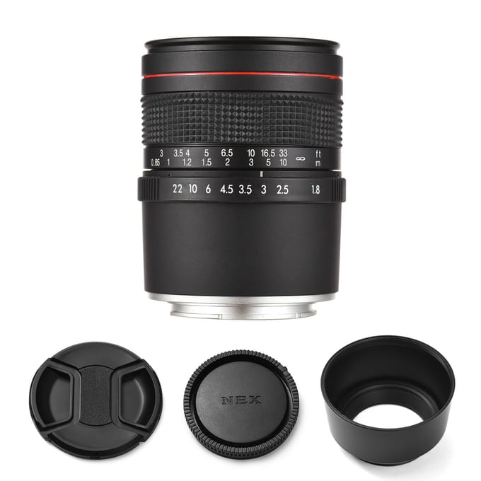 Andoer 85mm F1.8 Medium Telelens Camera Lens Groot Diafragma Full Frame Portretlens Handmatige Focus E-Mount gray