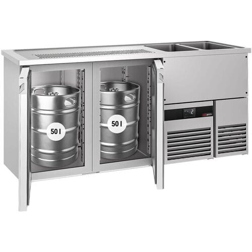 GGM Gastro Biertheke PREMIUM - 1950x700mm - 2 Türen Zilver