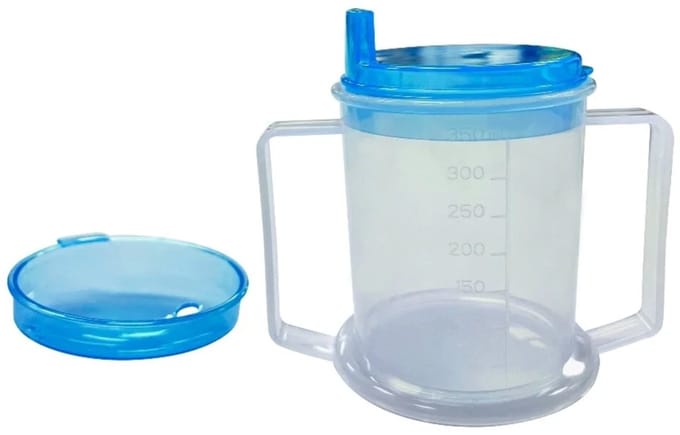 MultiMotion drinkbeker met handvatten en 2 verschillende deksels
