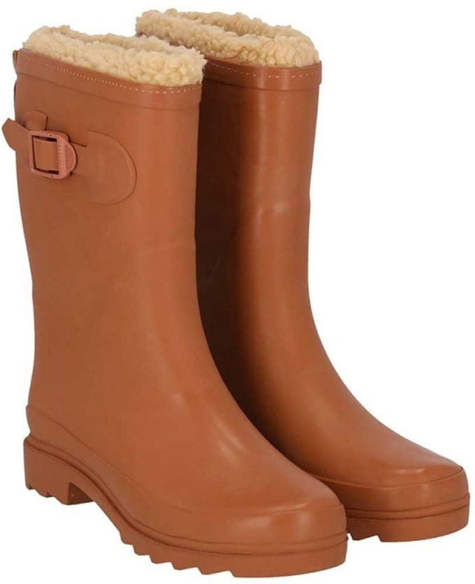 Bruin gevoerde damesregenlaars Rubber Rain Boots van XQ 41