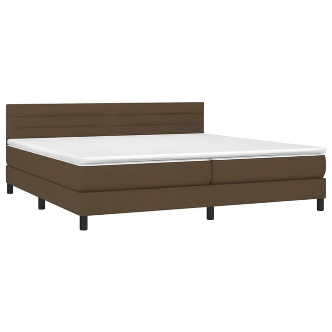 vidaXL - Boxspring - met - matras - en - LED - stof - donkerbruin - 200x200 - cm