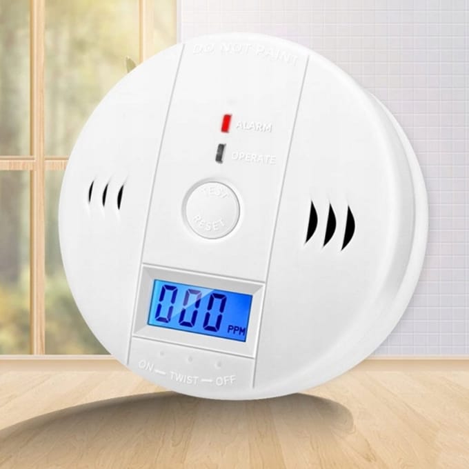 Koolmonoxidemelders - CO-detector - Werkt op Batterijen - LCD-Scherm - Drievoudig Alarm - Alarm van 85 Decibel - Wit