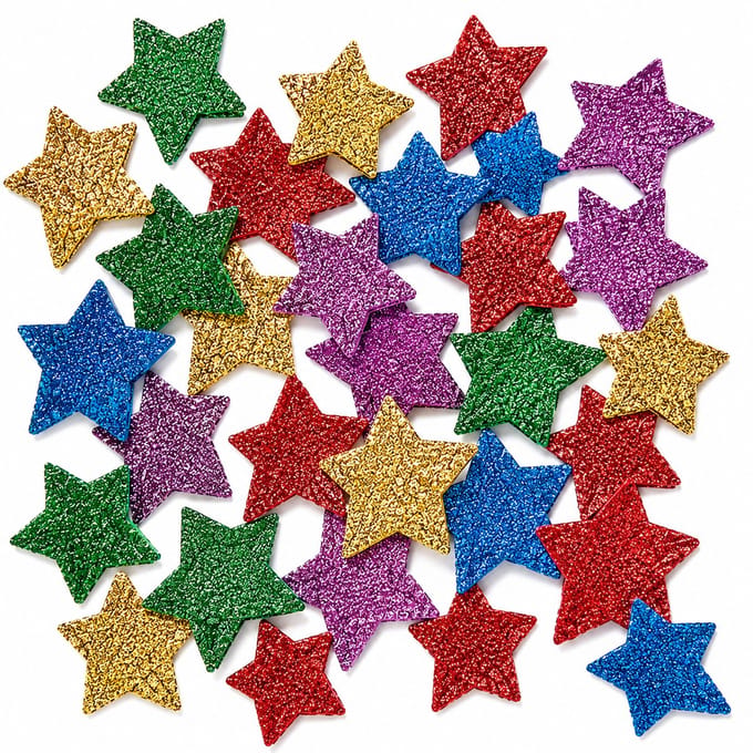 Foam Stickers Sterren met Glitters - 45 Stuks - Knutselen Meisjes