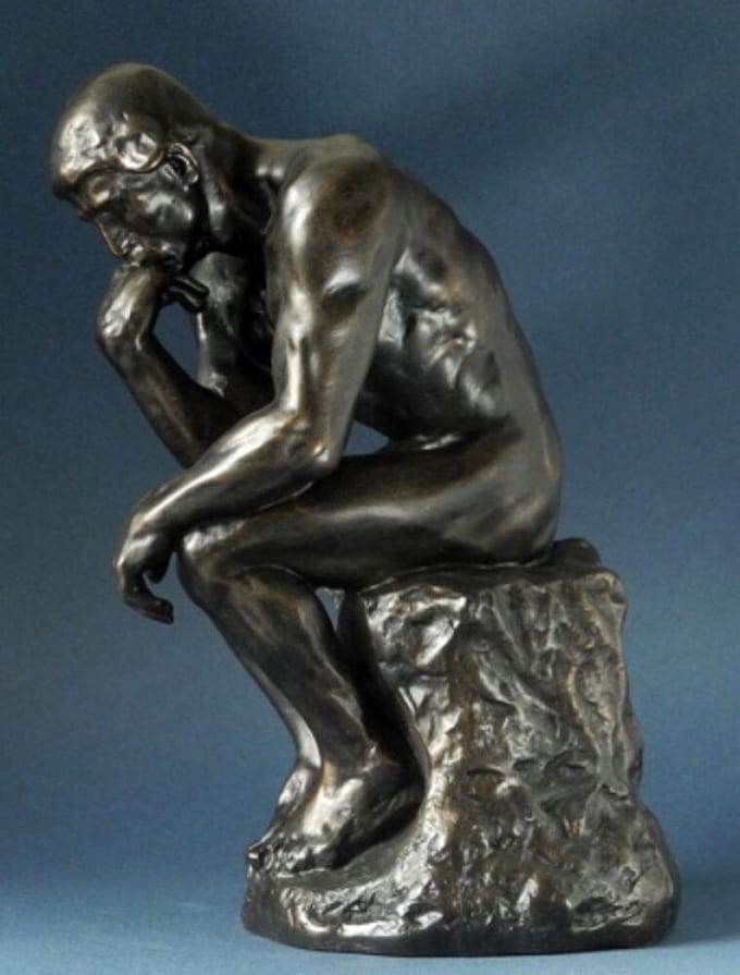 Beeldje Rodin - De Denker / Le Penseur - bronskleurig - 14 cm in doosje