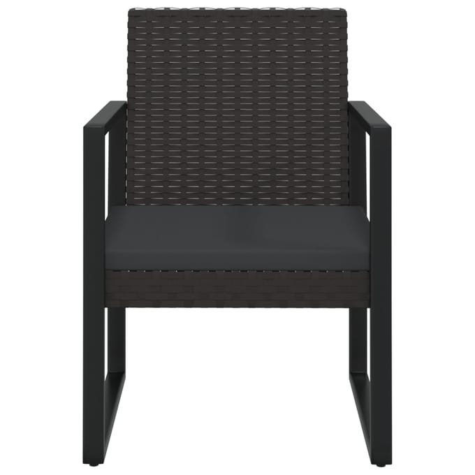 vidaXL - Tuinstoel - met - kussen - poly - rattan - zwart
