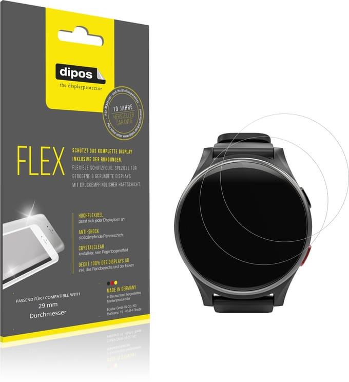 dipos – 2x Beschermfolie geschikt voor 29 mm Diameter | 3D Full Cover Screenprotector | 100% Passend