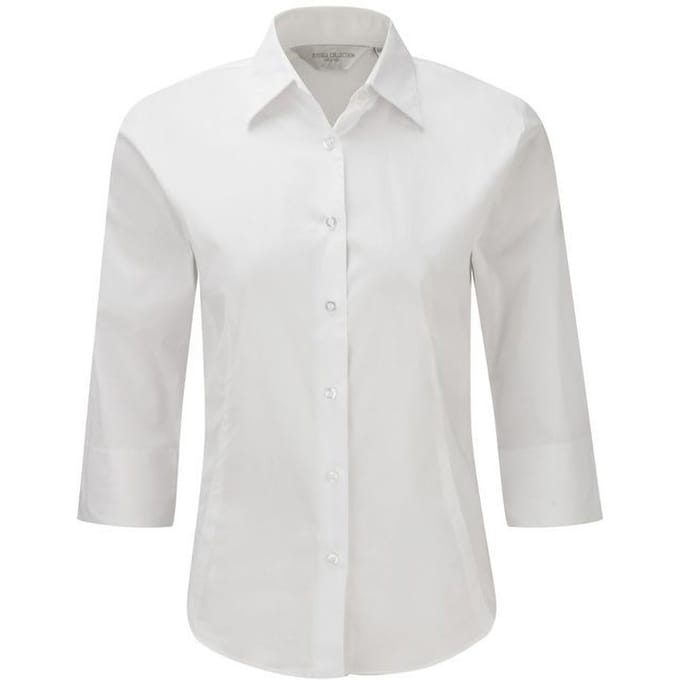 Russell Collectie Dames/Dames 3/4 Mouw Easy Care Gevoelig overhemd (Wit)
