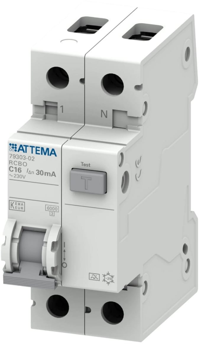 ATTEMA Click-mate NXT aardlekautomaat 1-polig+nul 16A C-kar 30mA (AT90222)