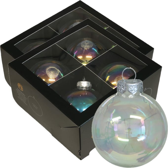 Othmar Decorations kerstballen 8x - transparant parelmoer -glas -10 cm
